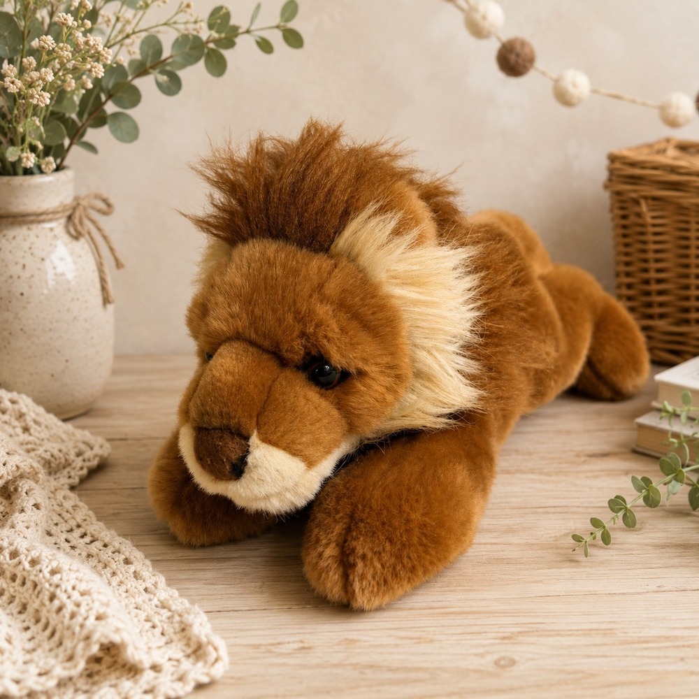 Aurora World Inc Plush‎ Lion Stuffed Animal Floppy Laying Brown Mane 12 Inch